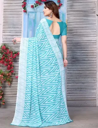 Show details for Floral Print, Geometric Print, Printed Daily Wear Georgette Saree (Blue, White) Picture of Floral Print, Geometric Print, Printed Daily Wear Georgette Saree (Blue, White)