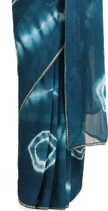 Show details for Printed, Dyed, Blocked Printed Bollywood Chiffon, Georgette Saree (Blue, White) Picture of Printed, Dyed, Blocked Printed Bollywood Chiffon, Georgette Saree (Blue, White)