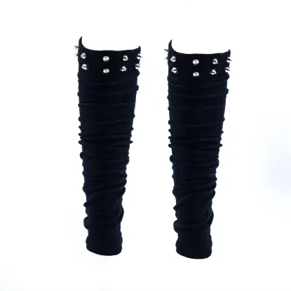 Show details for Black Studded On Top Designed Crochet Legwarmer For Women Picture of Black Studded On Top Designed Crochet Legwarmer For Women