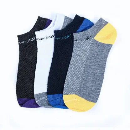 Show details for Pack Of 4 Black /Grey /White /Blue Sports Cotton Ankle Socks For Men-A2306 Picture of Pack Of 4 Black /Grey /White /Blue Sports Cotton Ankle Socks For Men-A2306