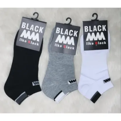 Show details for Pack Of 3 Black Mm Pair Ankle Socks For Men Picture of Pack Of 3 Black Mm Pair Ankle Socks For Men