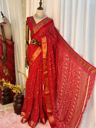 Show details for Georgette saree with a Banarasi border Picture of Georgette saree with a Banarasi border