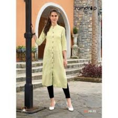Show details for Light Yellow Color Button Designed Kurti For Women Picture of Light Yellow Color Button Designed Kurti For Women