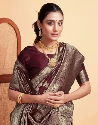Show details for L Women's Art Silk Banarasi Jacquard Saree With Unstitched Blouse Piece Picture of L Women's Art Silk Banarasi Jacquard Saree With Unstitched Blouse Piece