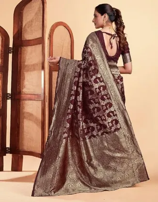 Show details for L Women's Art Silk Banarasi Jacquard Saree With Unstitched Blouse Piece Picture of L Women's Art Silk Banarasi Jacquard Saree With Unstitched Blouse Piece