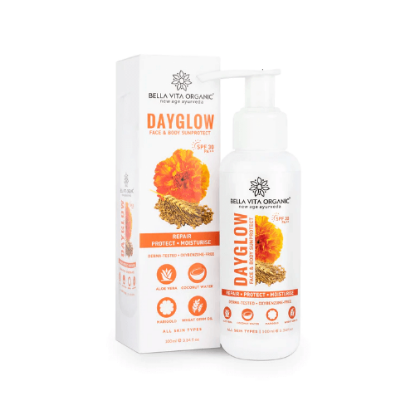 Show details for Bella Vita Organic Day Glow Sunscreen Face and Body Lotion SPF 30 for All Skin Types - 100gm Picture of Bella Vita Organic Day Glow Sunscreen Face and Body Lotion SPF 30 for All Skin Types - 100gm