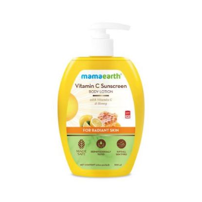 Show details for Mamaearth Vitamin C Sunscreen Body Lotion SPF 30 with Vitamin C & Honey for Radiant Skin - 300ml Picture of Mamaearth Vitamin C Sunscreen Body Lotion SPF 30 with Vitamin C & Honey for Radiant Skin - 300ml