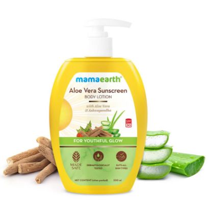 Show details for Mamaearth Aloe Vera Sunscreen Body Lotion SPF 30 300ml Picture of Mamaearth Aloe Vera Sunscreen Body Lotion SPF 30 300ml